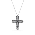 Silver 925 Black Rhodium Plated CZ Cross Necklace - BGP00687-BLK