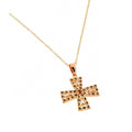 Silver 925 Rose Gold Plated Cross Black and Red and Clear CZ Necklace - BGP00711