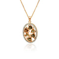 Silver 925 Rose Gold Plated Oval Multiple Heart Stones Outline CZ Necklace - BGP00775