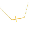 Silver 925 Gold Plated Plain Sideways Solid Cross Pendant Necklace - BGP00820GP