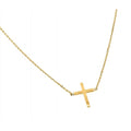 Silver 925 Gold Plated Plated Clear CZ Square Cross Pendant Necklace - BGP00883GP