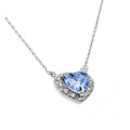 Rhodium Plated 925 Sterling Silver CZ Heart Birthstone Necklace - BGP00911