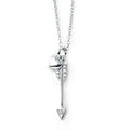 Silver 925 Rhodium Plated Arrow Heart Necklace - BGP01023