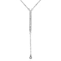 Rhodium Plated 925 Sterling Silver Drop Necklace with CZ - BGP01026