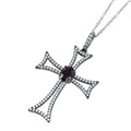 Silver 925 Nickel Free Black Rhodium Plated Celtic Cross with CZ - BGP01057