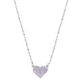 Rhodium Plated 925 Sterling Silver CZ Encrusted Heart Necklace - BGP01090