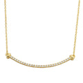 Gold Plated 925 Sterling Silver Curved CZ Bar Necklace - BGP01103GP