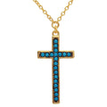 Silver 925 Gold Plated Turquoise Stone Cross Necklace - BGP01109