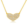 Silver 925 Gold Plated CZ Encrusted Heart Necklace - BGP01114