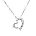 Rhodium Plated 925 Sterling Silver Open Heart CZ Necklace - BGP01133