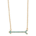 Gold Plated 925 Sterling Silver Arrow Necklace with Turquoise Stones - BGP01157GP