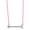 Rose Gold Plated 925 Sterling Silver Arrow Necklace with Turquoise Stones - BGP01157RGP