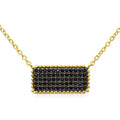 Gold and Black Rhodium Plated 925 Sterling Silver Rectangle Bar with Black CZ - BGP01163