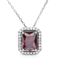 Rhodium Plated 925 Sterling Silver Purple Square Halo Pendant - BGP01174AMY