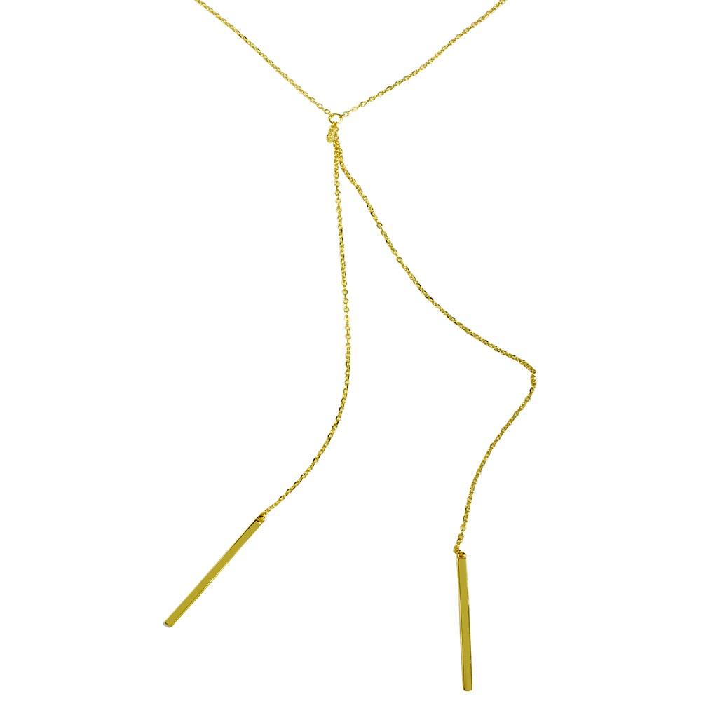 Gold Plated 925 Sterling Silver Dangling Two Bars - BGP01177