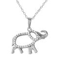 Rhodium Plated 925 Sterling Silver Elephant with CZ Necklace - BGP01190