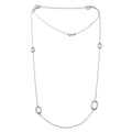Rhodium Plated 925 Sterling Silver CZ Open Charm Chain Necklace 36" - BGP01197
