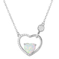 Rhodium Plated 925 Sterling Silver Opal Heart inside Open Heart with CZ - BGP01199