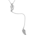 Rhodium Plated 925 Sterling Silver Leaf Pendant with Dropped CZ Outline Leaf - BGP01203