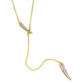 Gold Plated 925 Sterling Silver CZ Horn Necklace with Dropped CZ Horn - BGP01214