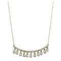 Rhodium Plated 925 Sterling Silver Curved Bar Necklace with Dangling CZ Stones - BGP01225