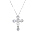 Rhodium Plated 925 Sterling Silver Cross Necklace - BGP01232