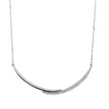 Rhodium Plated 925 Sterling Silver Double Curve Necklace with CZ - BGP01235