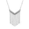 Rhodium Plated 925 Sterling SilverPlated V with Drops CZ Necklace - BGP01236