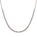 Rhodium Plated 925 Sterling Silver Adjustable Tennis CZ Necklace - BGP01258