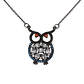 Black Rhodium Plated 925 Sterling Silver Multi-Colored Owl CZ Necklace - BGP01270