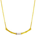 Gold Plated 925 Sterling Silver Bamboo Pendant Necklace with CZ - BGP01276