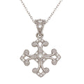Rhodium Plated 925 Sterling Silver Cross Pendant with CZ - BGP01277