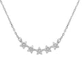 Rhodium Plated 925 Sterling Silver 5 Star Curve Necklace with CZ - BGP01281