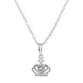 Rhodium Plated 925 Sterling Silver CZ Crown Pendant Necklace - BGP01283CZ