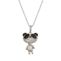 Rhodium Plated 925 Sterling Silver Panda Pendant Necklace with CZ - BGP01305