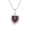 Rhodium Plated 925 Sterling Silver Heart Red CZ Necklace - BGP01312RED