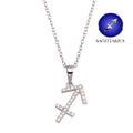 Rhodium Plated 925 Sterling Silver Sagittarius CZ Zodiac Sign Necklace - BGP01330