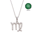 Rhodium Plated 925 Sterling Silver Virgo CZ Zodiac Sign Necklace - BGP01331