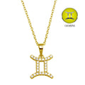 Gold Plated 925 Sterling Silver Gemini CZ Zodiac Sign Necklace - BGP01332GP