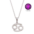 Rhodium Plated 925 Sterling Silver Cancer CZ Zodiac Sign Necklace - BGP01335