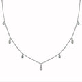 Rhodium Plated 925 Sterling Silver Round and Marquise Shape CZ Charm Necklace - BGP01345