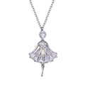 Rhodium Plated 925 Sterling Silver Ballerina Baguette CZ Necklace - BGP01364