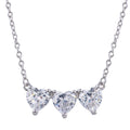 Rhodium Plated 925 Sterling Silver 3 CZ Hearts Necklace - BGP01372