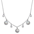 Rhodium Plated 925 Sterling Silver Dangling CZ and Round Synthetic Opal Necklace - BGP01377