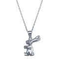 Rhodium Plated 925 Sterling Silver Rabbit Necklace - BGP01382