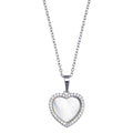 Rhodium Plated 925 Sterling Silver Heart Mother of Pearl Necklace - BGP01387
