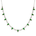 925 Sterling Silver Silver Green and Clear Multi CZ Necklace - BGP01389