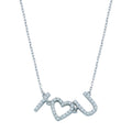 Rhodium Plated 925 Sterling Silver CZ I Heart U Necklace - BGP01394