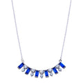 Rhodium Plated 925 Sterling Silver Clear and Blue CZ Necklace - BGP01395