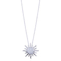 Rhodium Plated 925 Sterling Silver Clear CZ Sun Necklace - BGP01403